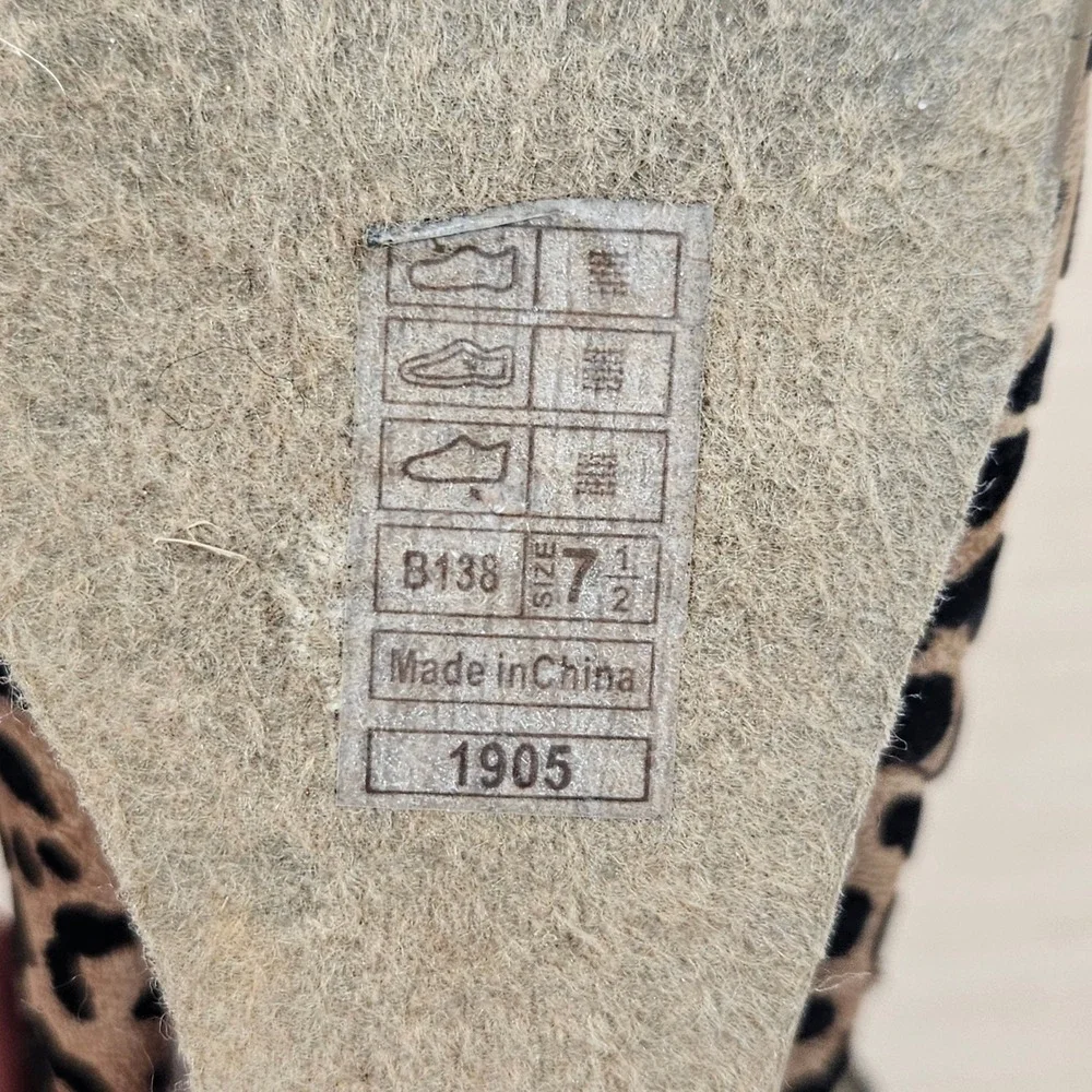 Blowfish‎ Malibu Wedge Ankle Boots Women 7.5 Brown Leopard Print B138 Zip Up